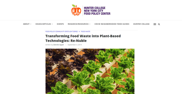 New York City Food Policy Center Feature: Transforming Food Waste Into Plant-based Technologies: Re-Nuble